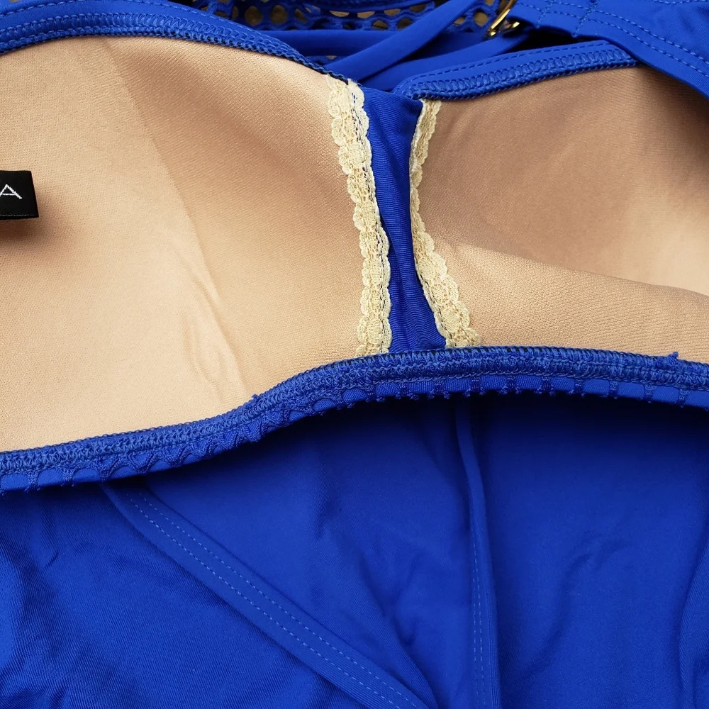 La Blanca All Meshed Up Hipster 2 Piece Swimsuit 8 Cobalt Blue strappy swim